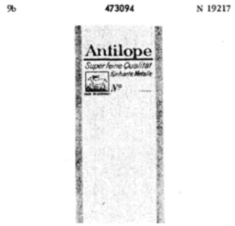 Antilope Superfeine Qualität für harte Metalle Logo (DPMA, 21.06.1934)