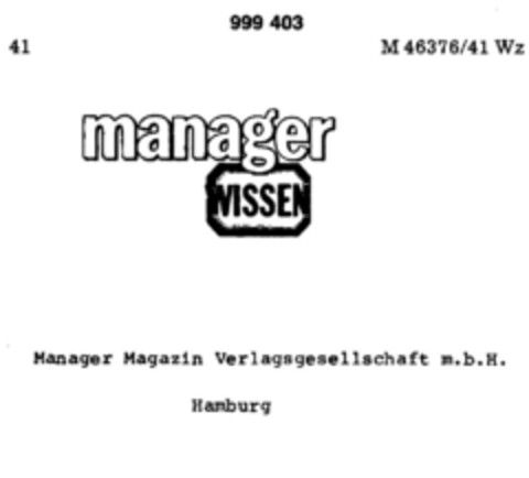 manager WISSEN Logo (DPMA, 02.04.1979)