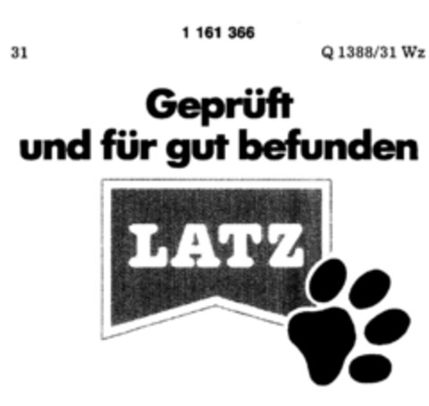LATZ Geprüft und für gut befunden Logo (DPMA, 18.10.1989)