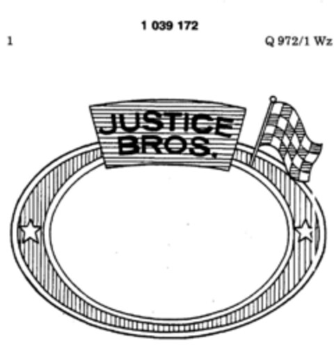 JUSTICE BROS. Logo (DPMA, 11/16/1981)