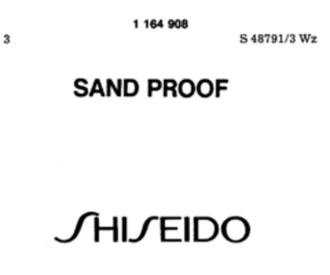 SAND PROOF SHISEIDO Logo (DPMA, 07/20/1989)