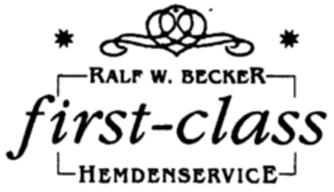 RALF W. BECKER first-class HEMDENSERVICE Logo (DPMA, 17.09.1999)