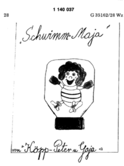 "Schwimm Maja" von Köpp-Peter u Goja Logo (DPMA, 19.01.1988)