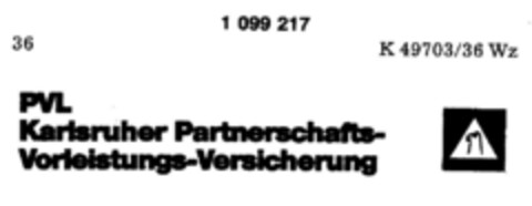 PVL Karlsruher Partnerschafts- Vorleistungs-Versicherung Logo (DPMA, 23.04.1986)