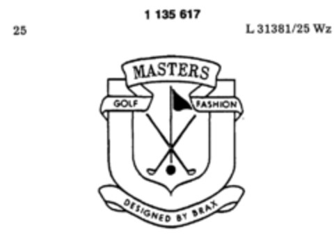 MASTERS GOLF FASHION DESIGNED BY BRAX Logo (DPMA, 29.07.1988)