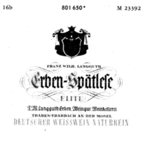 Erben-Spätlese ELITE Logo (DPMA, 22.09.1964)