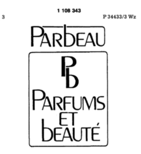 PARbEAU Pb PARFUMS ET bEAUTE Logo (DPMA, 10/10/1986)