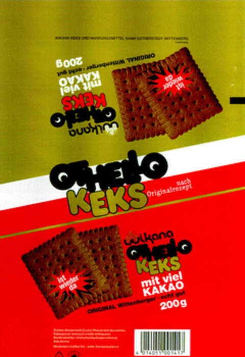 Wikana Othello Keks mit viel Kakao Logo (DPMA, 08.03.2000)