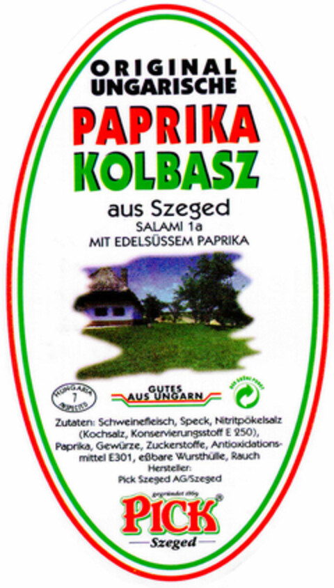 PAPRIKA KOLBASZ Logo (DPMA, 15.04.1998)