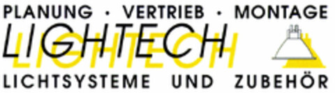 PLANUNG VERTRIEB MONTAGE LIGHTECH LICHTSYSTEME UND ZUBEHÖR Logo (DPMA, 05.06.1998)