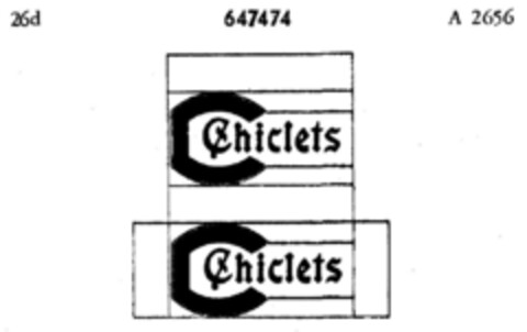 Chiclets Logo (DPMA, 12/31/1952)