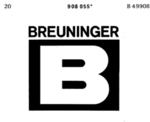BREUNINGER B Logo (DPMA, 22.12.1972)