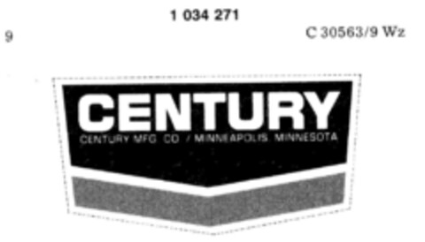 CENTURY CENTURY MFG CO / MINNEAPOLIS MINNESOTA Logo (DPMA, 16.09.1981)