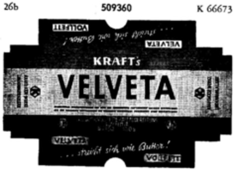 KRAFT` s VELVETA Logo (DPMA, 03.06.1938)