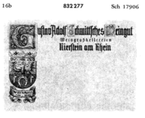 Gustav Adolf Schmitt`sches Weingut Logo (DPMA, 17.07.1965)