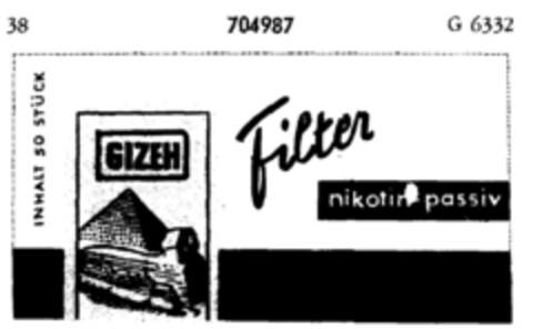 GIZEH Filter nikotin-passiv Logo (DPMA, 06/26/1956)