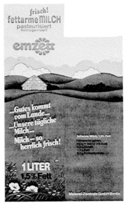 frisch! fettarme MILCH emzett Logo (DPMA, 10.02.1982)