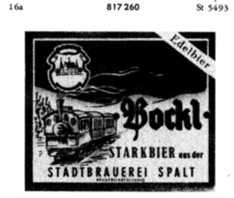 Spalter Bockl STARKBIER aus der STADTBRAUEREI SPALT Logo (DPMA, 16.12.1961)