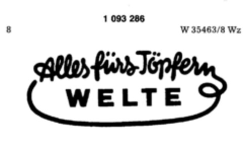 Alles fürs Töpfern WELTE Logo (DPMA, 30.08.1985)