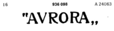 "AVRORA Logo (DPMA, 20.10.1972)