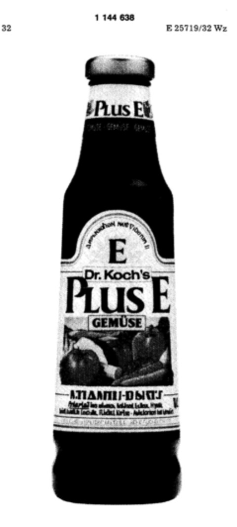 Dr. Koch`s PLUS E GEMÜSE Logo (DPMA, 05.03.1986)