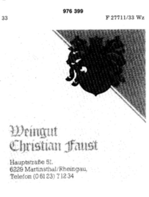 Weingut Christian Faust Logo (DPMA, 24.11.1977)