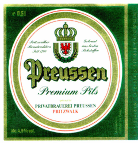 Preussen Premium Pils Logo (DPMA, 19.06.1992)