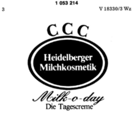 CCC Heidelberger Milchkosmetik Milk-o-day Die Tagescreme Logo (DPMA, 11.02.1983)