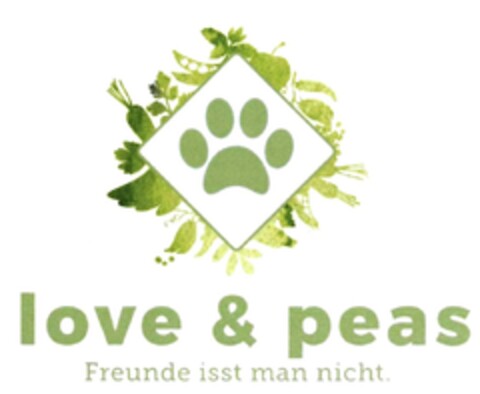 love & peas Freunde isst man nicht. Logo (DPMA, 07.04.2016)