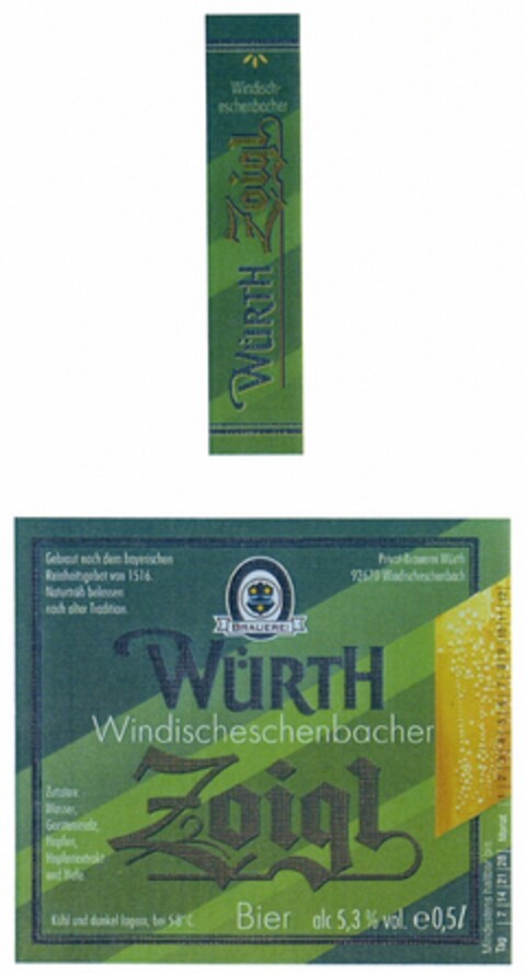 Würth Windischeschenbacher Zoigl Logo (DPMA, 24.07.2007)