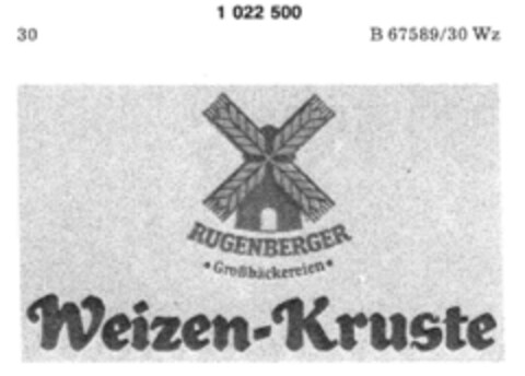 Weizen-Kruste RUGENBERGER Großbäckereien Logo (DPMA, 17.03.1981)