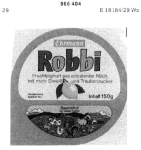 Ehrmann Robbi Fruchtjoghurt Logo (DPMA, 26.09.1975)