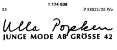 Ulla Popken JUNGE MODE AB GRÖSSE 42 Logo (DPMA, 09.09.1989)