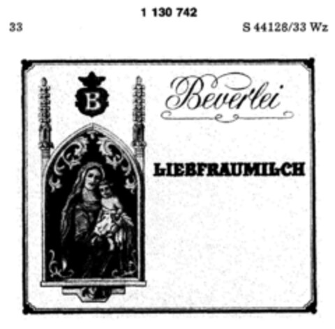 B Beverlei LIEBFRAUMILCH Logo (DPMA, 03.12.1986)