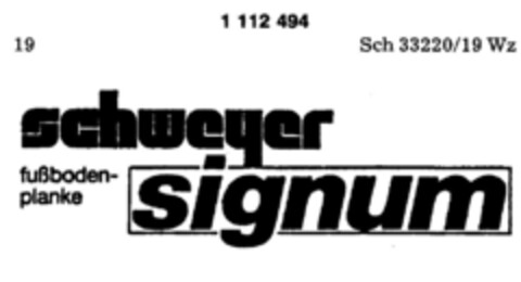 schweyer signum fußbodenplanke Logo (DPMA, 13.02.1987)