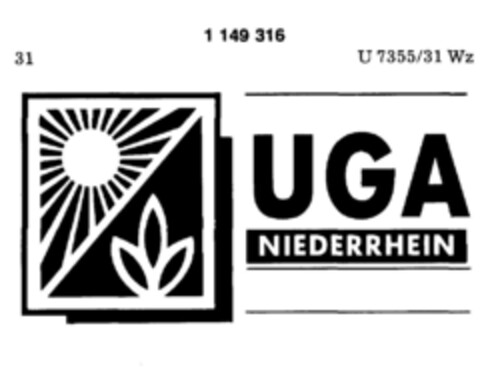 UGA NIEDERRHEIN Logo (DPMA, 15.10.1988)