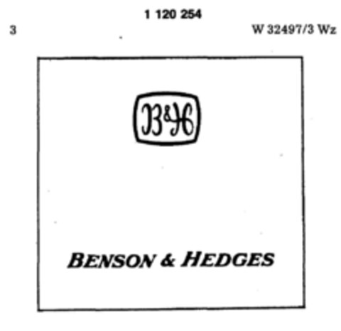 B & H BENSON & HEDGES Logo (DPMA, 07/01/1982)