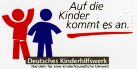 Auf die Kinder kommt es an. Deutsches Kinderhilfswerk Logo (DPMA, 02/14/1995)