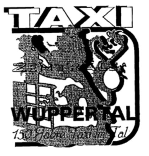 TAXI ZENTRALE WUPPERTAL 150 Jahre Taxi im Tal Logo (DPMA, 16.01.1998)