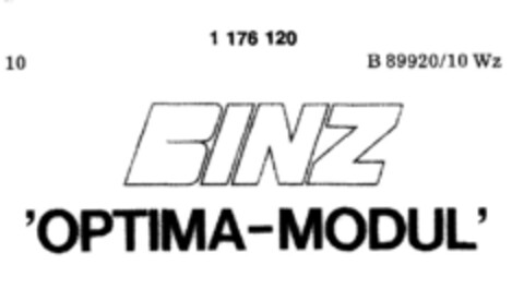 BINZ 'OPTIMA-MODUL' Logo (DPMA, 16.05.1990)