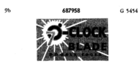 7 O'-CLOCK BLADE DOUBLE EDGED Logo (DPMA, 05/24/1955)