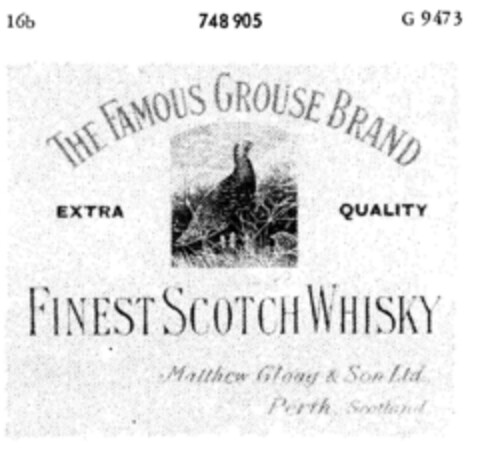 THE FAMOUS GROUSE BRAND  FINEST SCOTCH WHISKY Logo (DPMA, 29.01.1960)