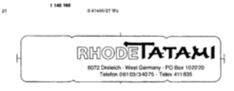 RHODE TATAMI Logo (DPMA, 09.11.1988)