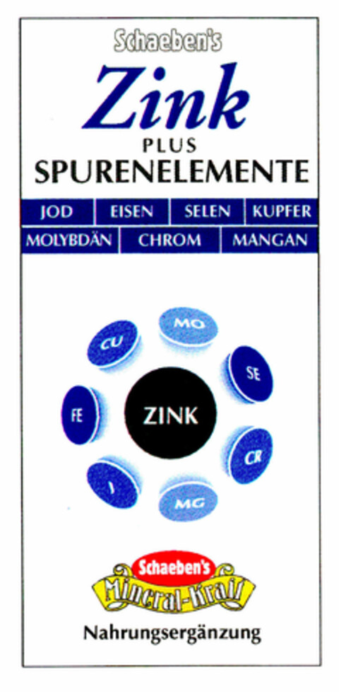 Schaeben's Zink PLUS SPURENELEMENTE Logo (DPMA, 22.01.1999)