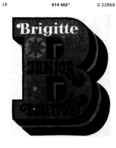 Brigitte JUNIOR BOUTIQUE  B Logo (DPMA, 12.11.1973)