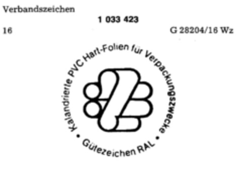 Kalandrierte PVC Hart-Folien für Verpackungszwecke Gütezeichen RAL Logo (DPMA, 08/28/1980)