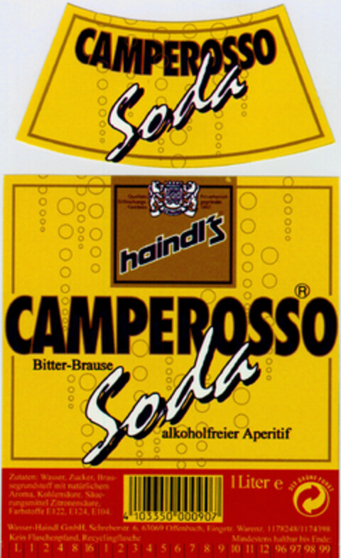 CAMPEROSSO Soda Logo (DPMA, 25.02.1995)