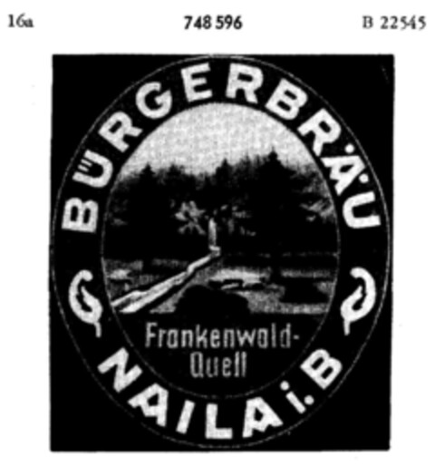 BÜRGERBRÄU NAILA i.B Logo (DPMA, 27.05.1960)