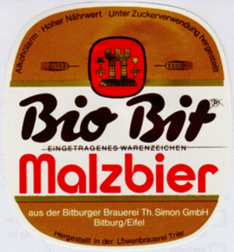 Bio Bit Malzbier aus der Bitburger Brauerei Th. Simon GmbH Bitburg/Eifel Logo (DPMA, 08.10.1979)