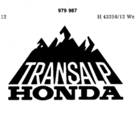 TRANSALP HONDA Logo (DPMA, 21.07.1977)